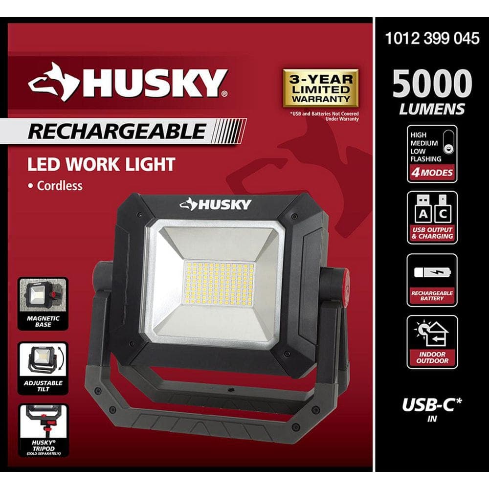 Husky 5000 Lumens LED Rechargeable Work Light (2)