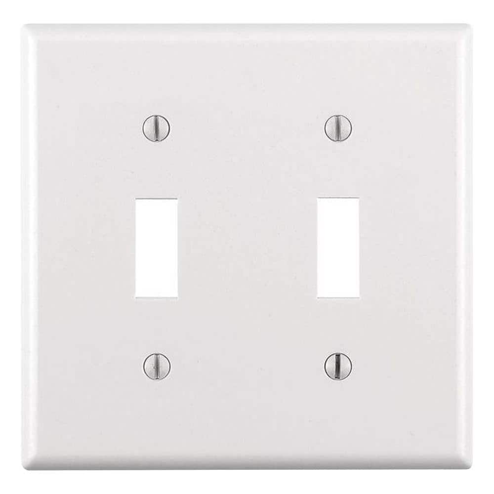 Leviton 2-Gang White Toggle Plastic Standard Wall Plate (1-Pack) 88009-W (1)