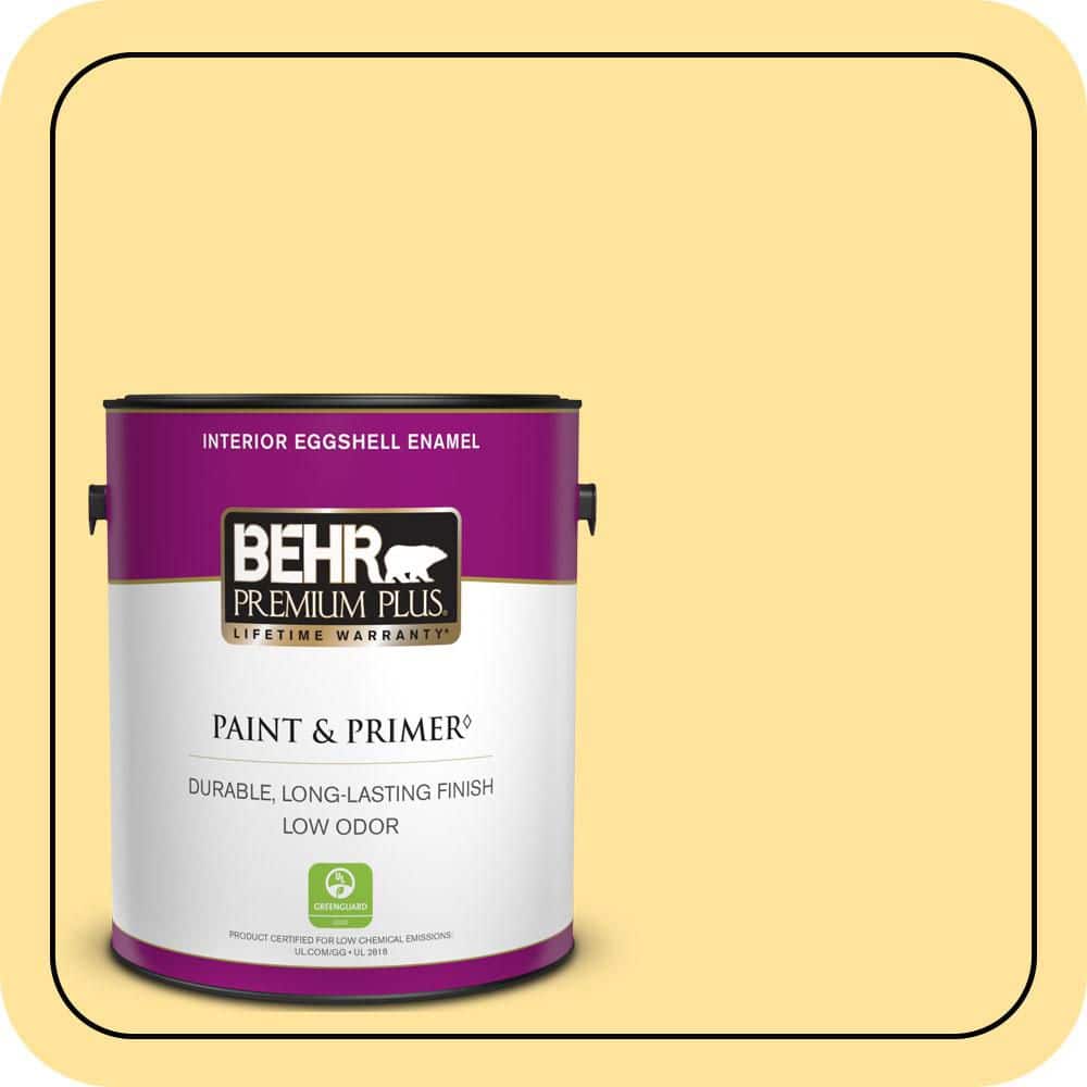 BEHR PREMIUM PLUS #340B-4 Lemon Drops Enamel & Primer Color Sample (1)