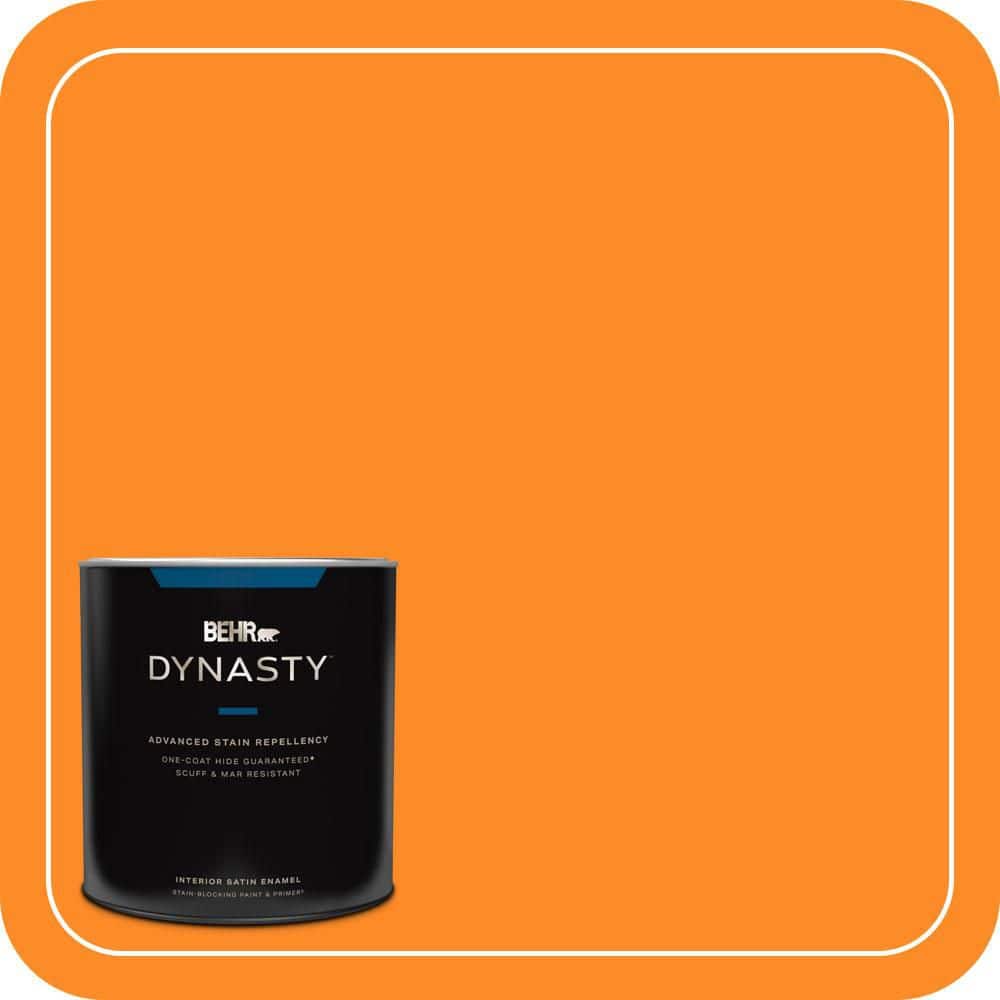 BEHR DYNASTY 1 qt. #S-G-280 Mango Madness Satin Enamel Interior Stain-Blocking Paint & Primer