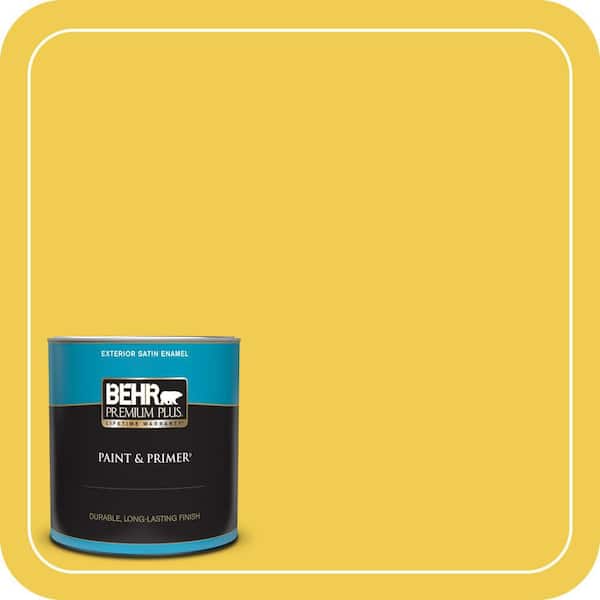 BEHR PREMIUM PLUS 1 qt. #P310-6 Radiant Sun Satin Enamel Exterior Paint & Primer (2)
