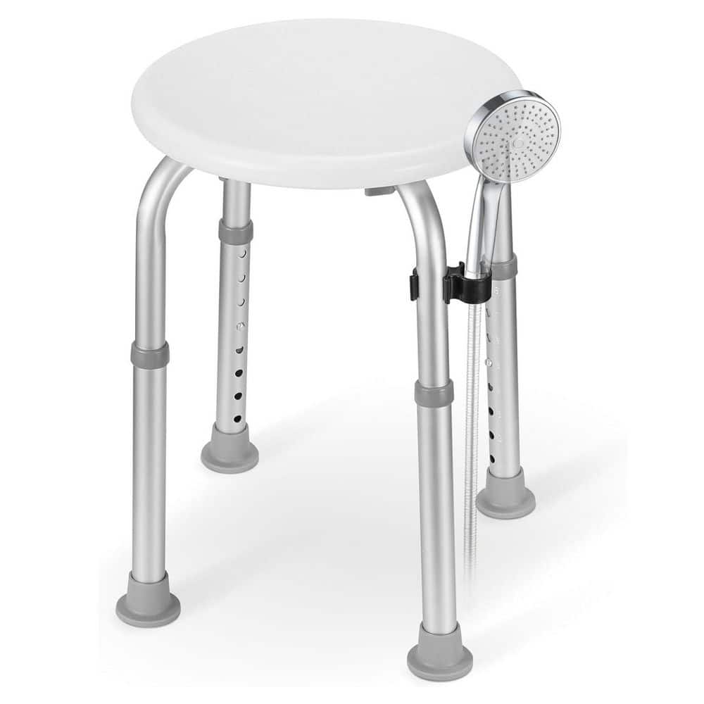 Numhew Aluminium Shower Stool in Gray, 8 Adjustable Heights for Seniors, Elderly, Pregnant, Handicap and Disabled Gray (1)