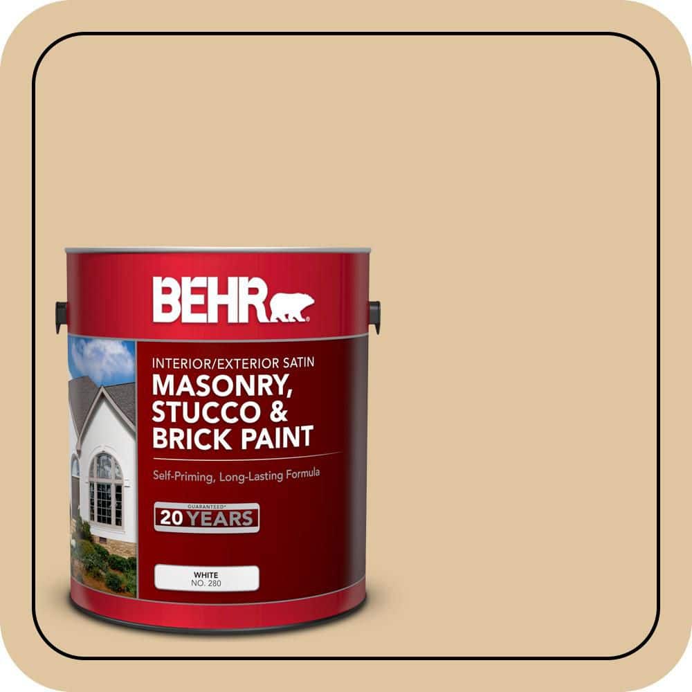 BEHR 5 gal. #320E-3 Riviera Sand Satin Interior/Exterior Masonry, Stucco and Brick Paint