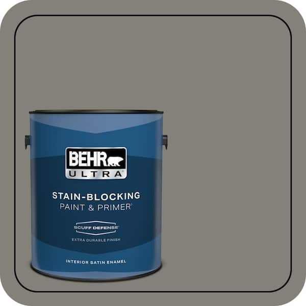 BEHR ULTRA 1 gal. #N360-5A Wood Ash Extra Durable Satin Enamel Interior Paint & Primer (2)