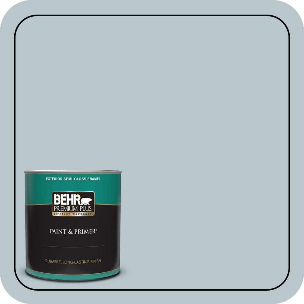 BEHR PREMIUM PLUS 1 qt. #N480-2 Flowing Breeze Semi-Gloss Enamel Exterior Paint & Primer