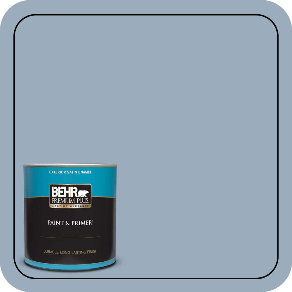 BEHR PREMIUM PLUS 1 qt. #S510-3 Ombre Blue Satin Enamel Exterior Paint & Primer