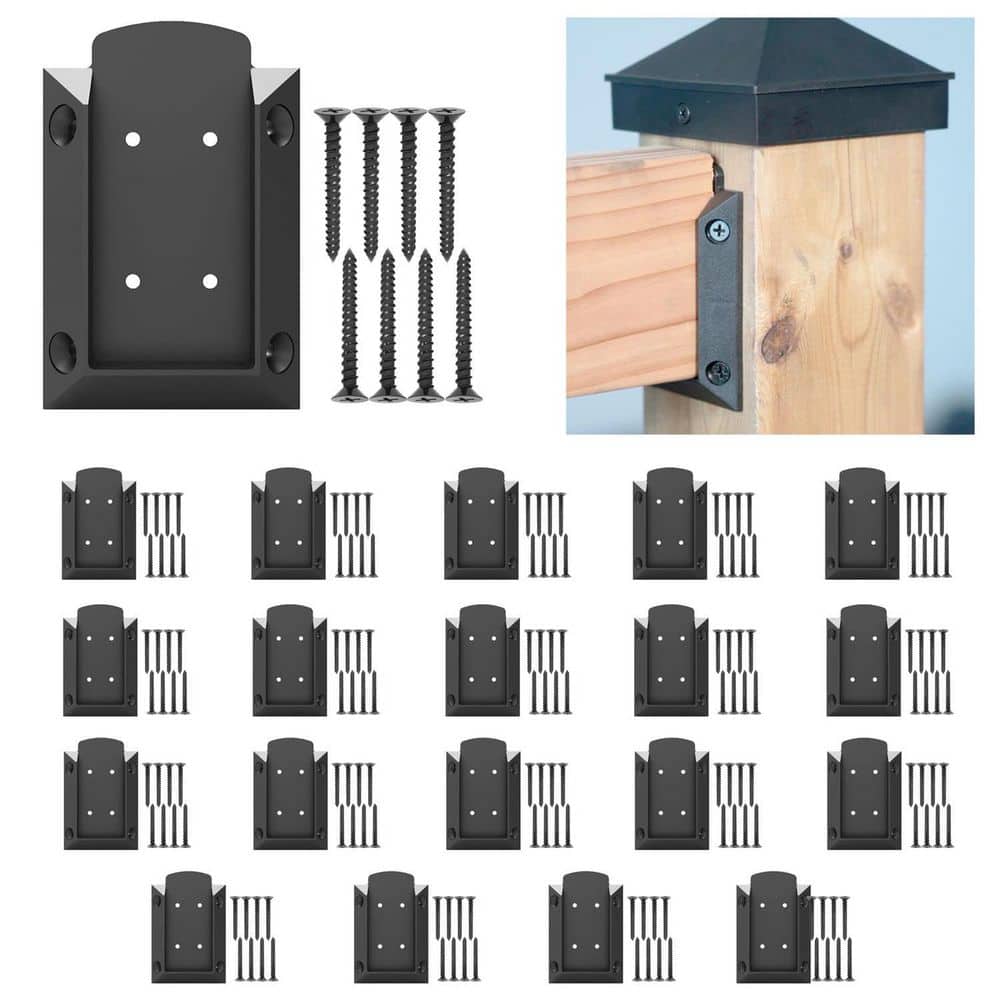 Afoxsos 3.98 in. H x 2.4 in. W 20-Pieces Deck Railing Connectors with 160 Rust-Free Screws for 2 x 4 Wood Post