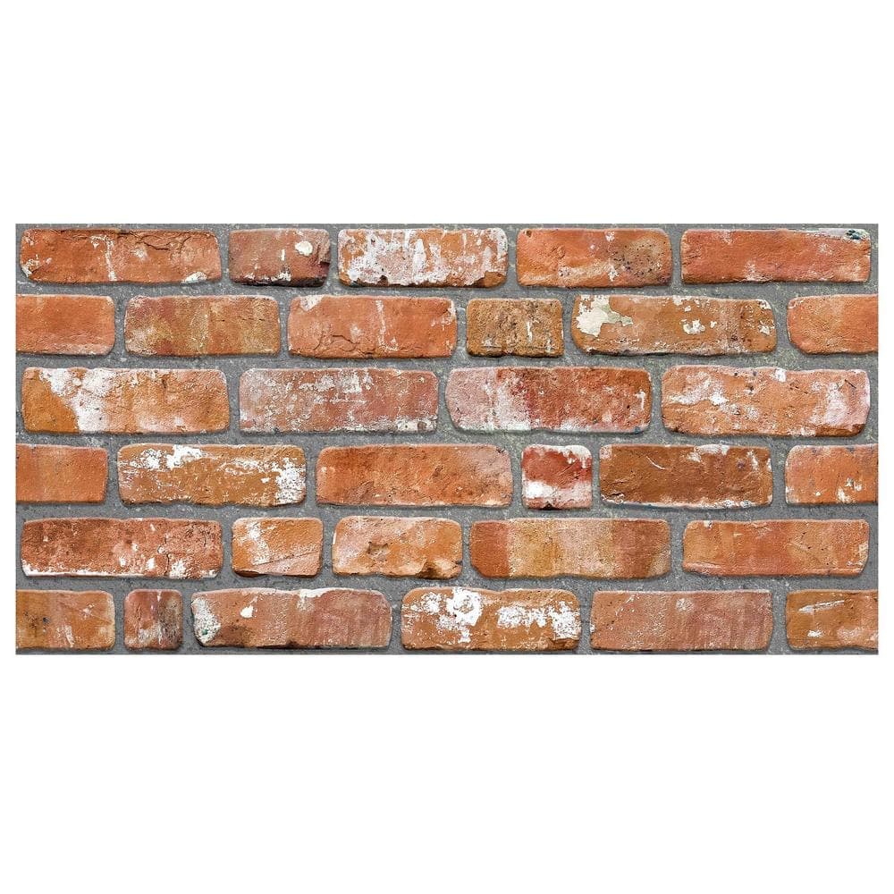Dundee Deco Falkirk Uffcott III 0.8 in. x 39.4 in. x 19.7 in. Red Orange Faux Brick Styrofoam 3D Decorative Wall Panel (10-Pack)