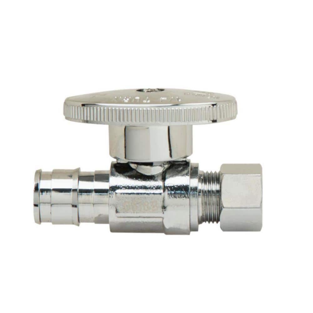 Plumbshop 1/2 in. Nominal Cold Expansion Barb (PEX A) Inlet x 3/8 in. Compression Outlet Brass 1/4-Turn Straight Valve