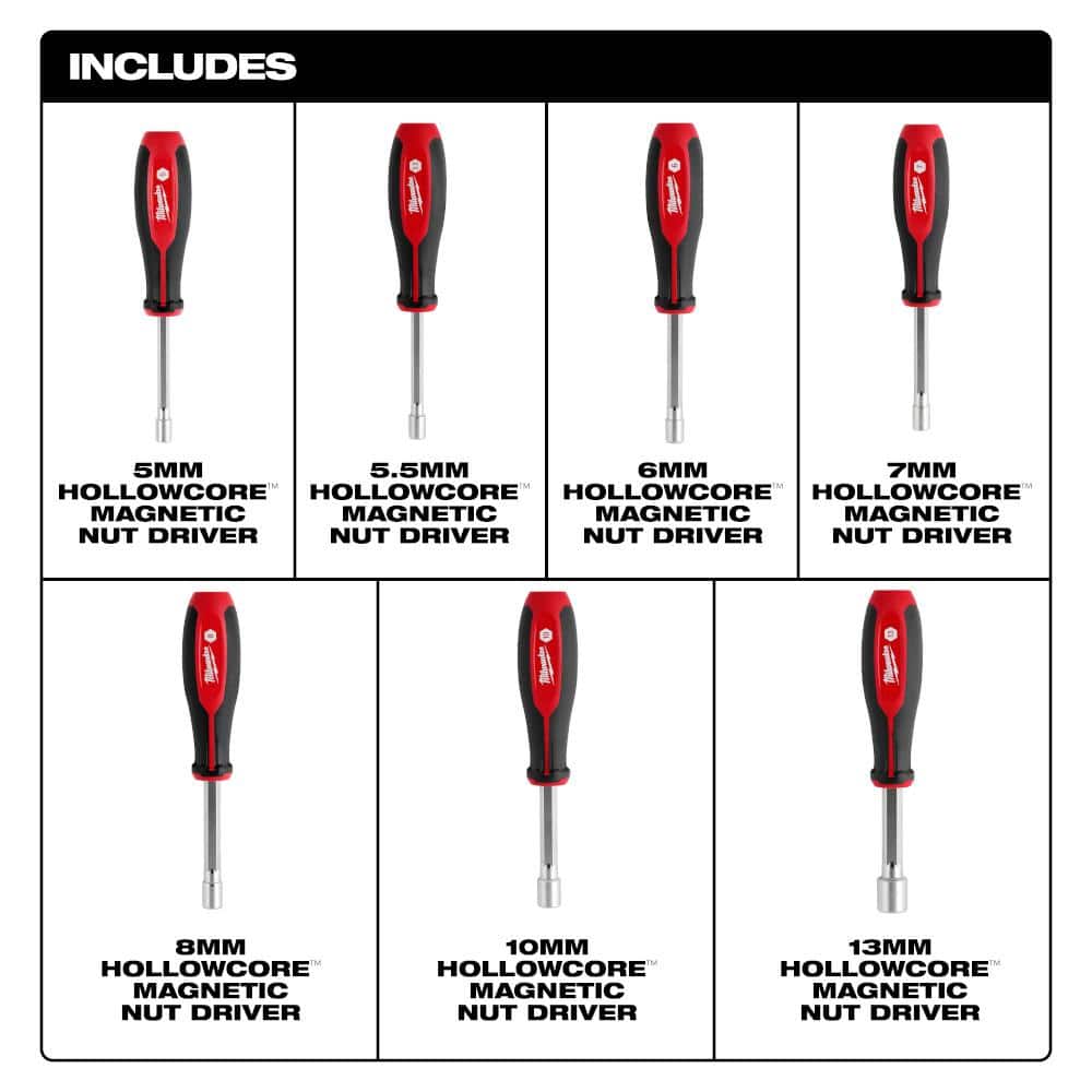Milwaukee Metric HollowCore Magnetic Nut Driver Set (7-Piece) (2)