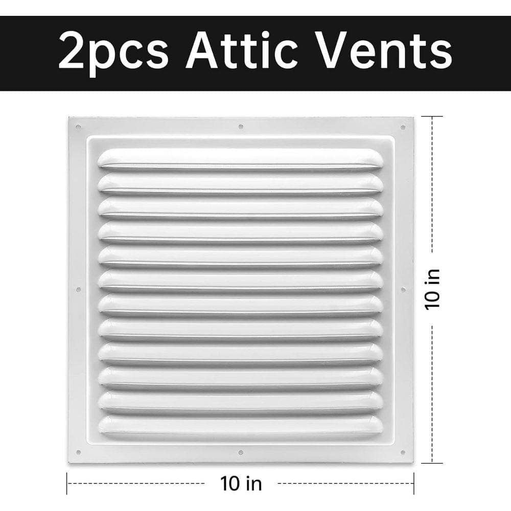 KIWDZFU 10 x 10 in. Square Aluminum Gable Vents with Screen Mesh for Improved Ventilation in Attic Garage Shed and Doors 2-Pack (2)
