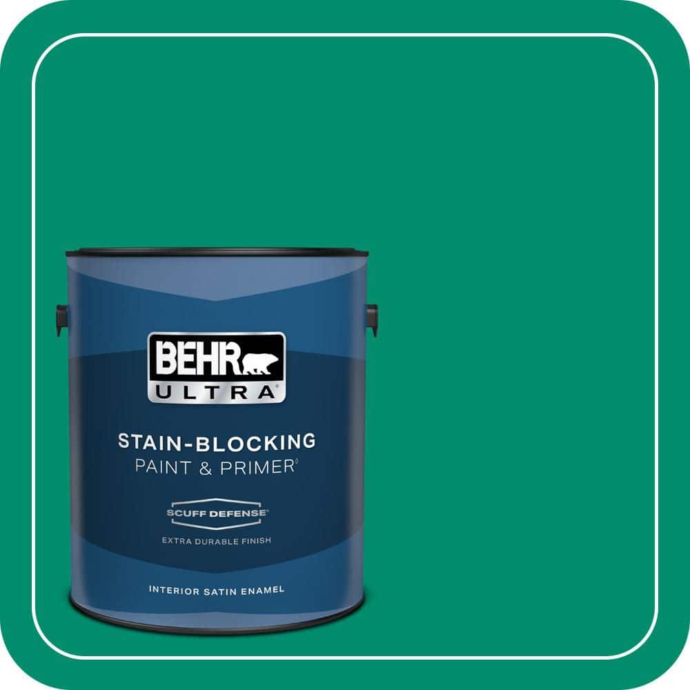 BEHR ULTRA 1 gal. #S-G-470 Festive Green Extra Durable Satin Enamel Interior Paint & Primer