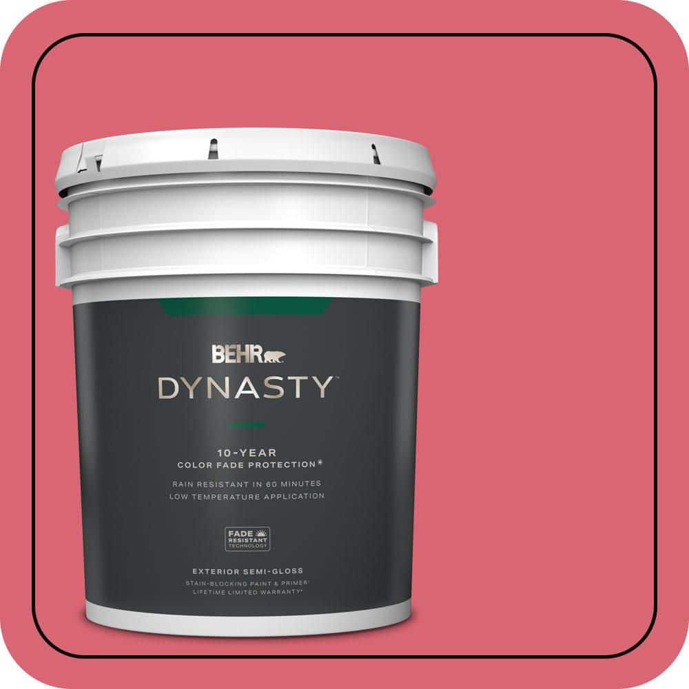 BEHR DYNASTY 5 Gal. #P150-5A Strawberry Taffy Semi-Gloss Enamel Exterior Stain-Blocking Paint and Primer