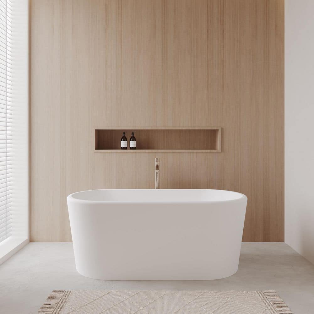 Wyndham Collection Ursula 59 in. Acrylic Flatbottom Bathtub in Matte White with Brushed Nickel Trim and Floor Mounted Faucet (1)
