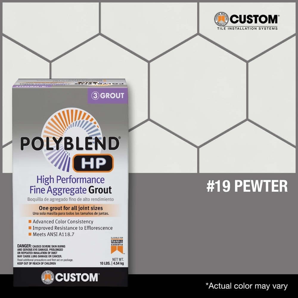 Custom Building Products Polyblend HP #19 Pewter 10 lbs. High Performance Fine Aggregate Grout (3)