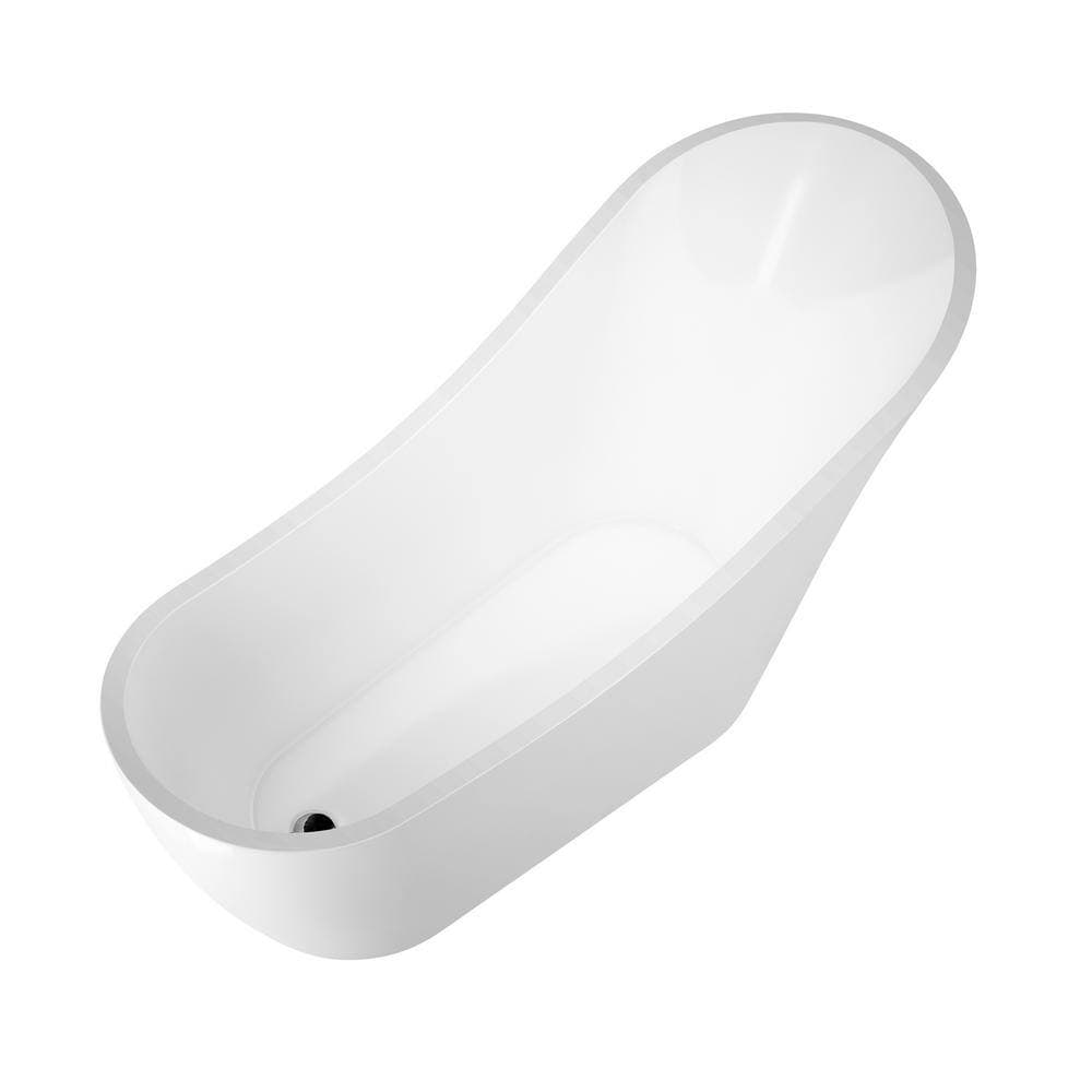 Barclay Products McGuire 69.25 in. Acrylic Slipper Flatbottom Non-Whirlpool Bathtub in White with Integral Drain in White (3)