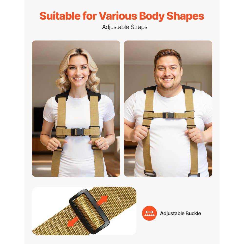 hcman Moving Straps, Supports up to 1000 lb., 2-Person Lifting and Moving System with 2-Harness and 2-Load-Bearing Straps (3)