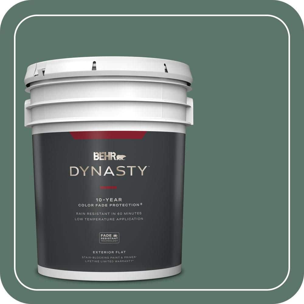 BEHR DYNASTY 5 gal. #S420-6 Pine Brook Flat Exterior Stain-Blocking Paint & Primer