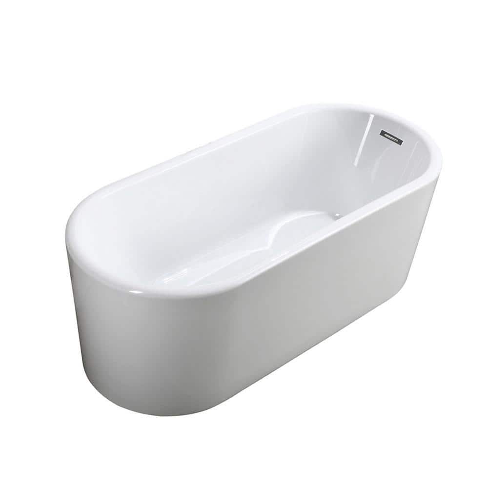 Bellaterra Home Padua 63 in. Acrylic Flatbottom Non-Whirlpool Freestanding Bathtub in Glossy White (1)