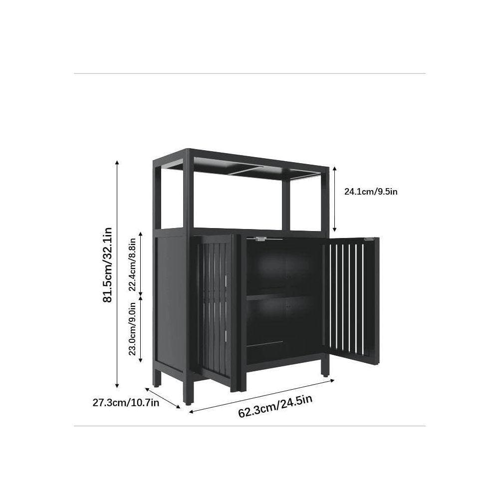 Otryad 24.5 in. W x 10.7 in. D x 32.1 in. H Black Bamboo Freestanding Linen Cabinet (2)