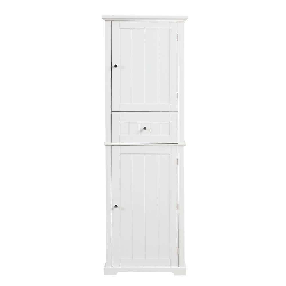 cadeninc 22 in. W x 11 in. D x 67.3 in. H White MDF Board Bathroom Storage Cabinet with Drawer and Adjustable Shelf (1)