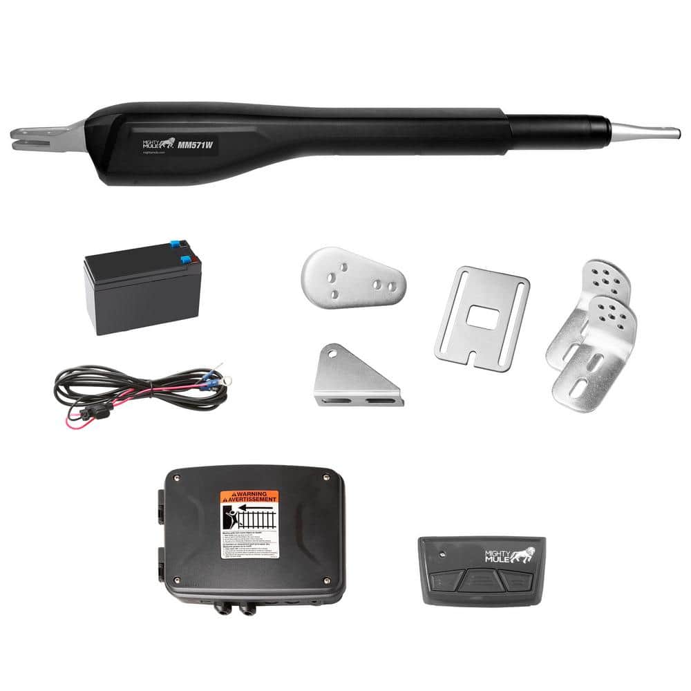 Mighty Mule Heavy Duty Single Swing Automatic Gate Opener with Battery, up to 850 lb., Smart and Solar Ready