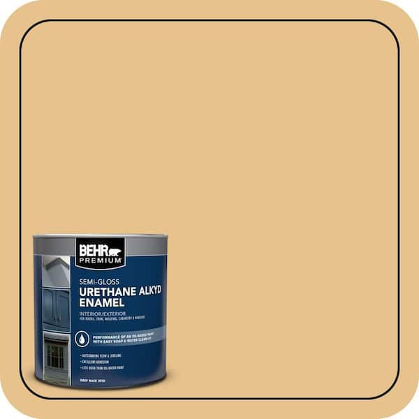 BEHR PREMIUM 1 qt. #T17-02 Gold Hearted Semi-Gloss Enamel Urethane Alkyd Interior/Exterior Paint (2)