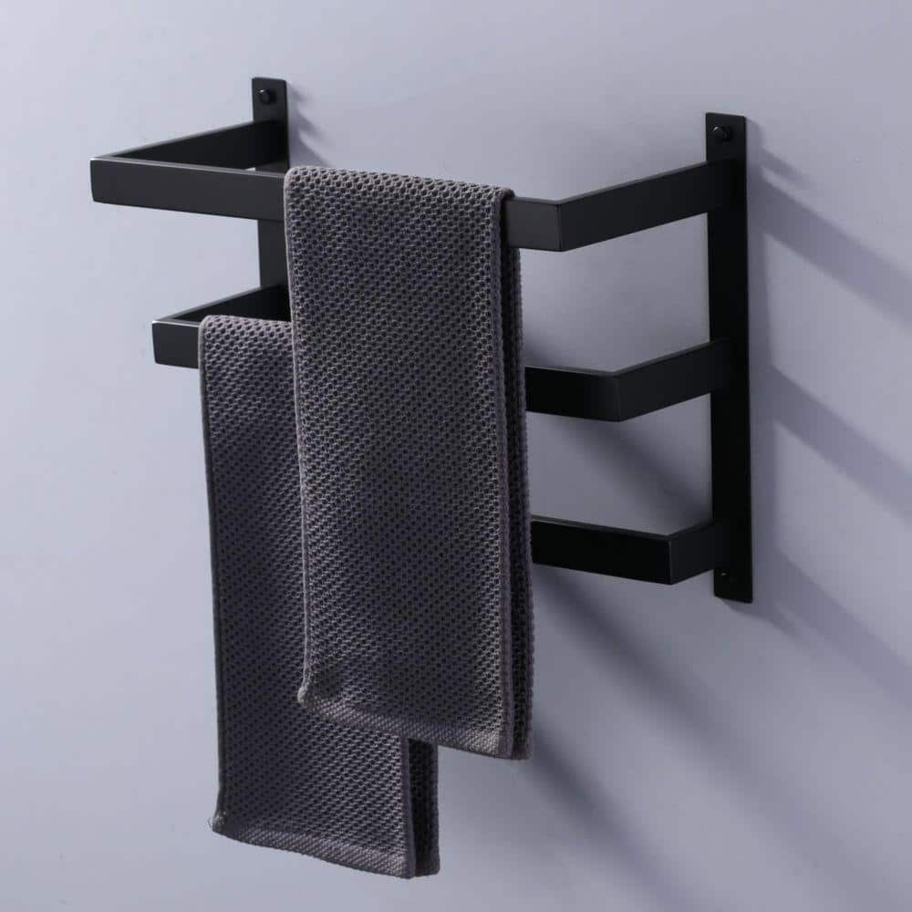 IVIGA 16 in. SUS 304 Stainless Steel Wall Mount 3-Tier Towel Rack with Concealed Mounting Hardware in Matte Black (2)