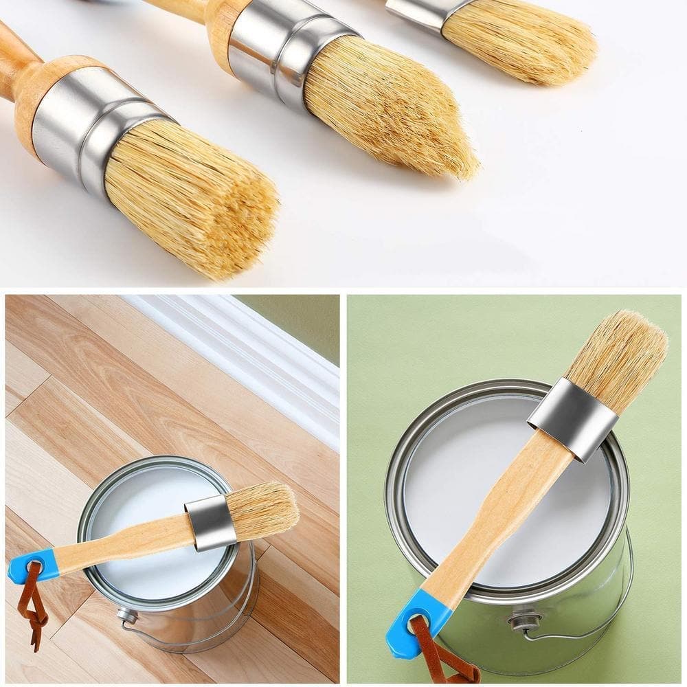 Dyiom Chalk brush, stencil brush for wooden furniture home decoration (blue) 3pcs (3)