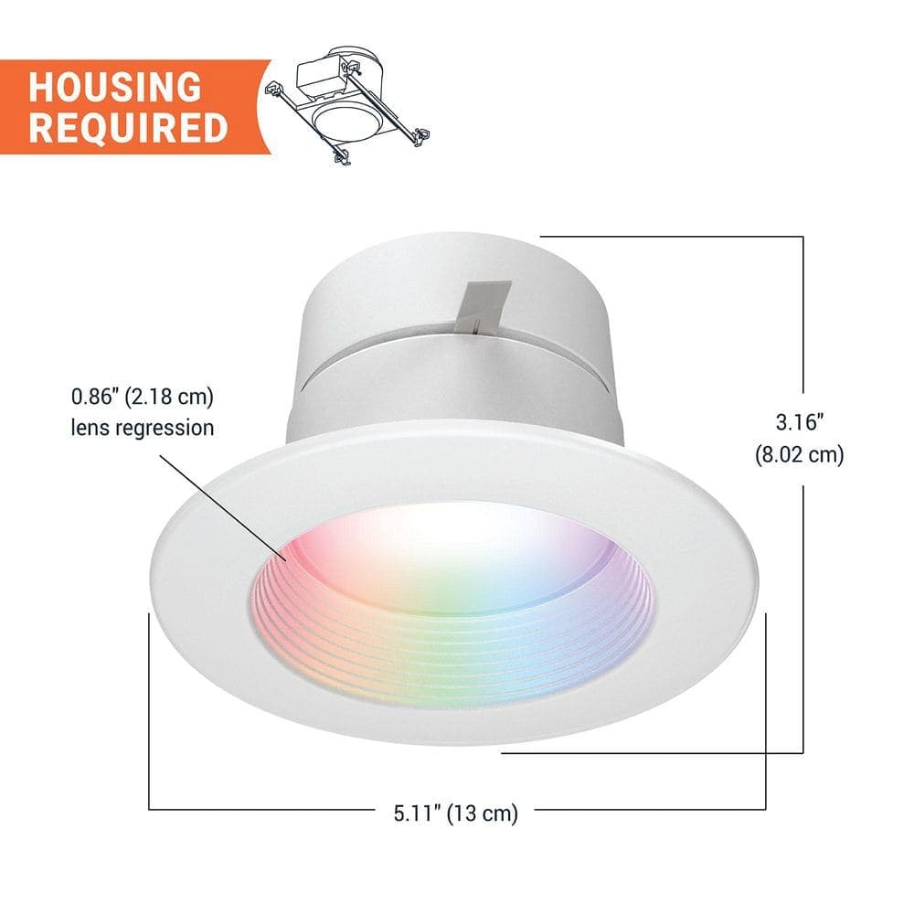 HALO Color and Tunable White 65W Equivalent 4 inch Integrated LED Dimmable Smart Wi-Fi Wiz Connected Remodel Downlight Kit (3)