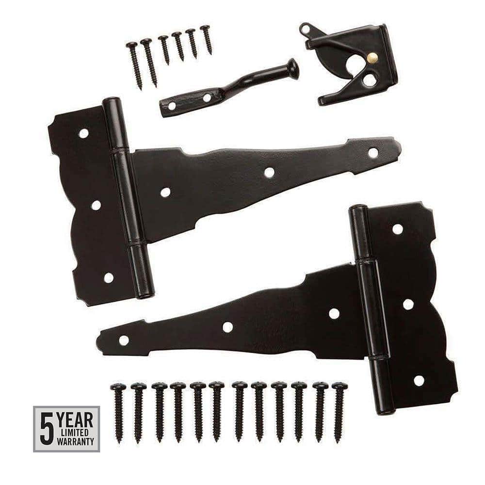 Everbilt Black Stainless Steel Decorative Gate Hinge and Latch Set