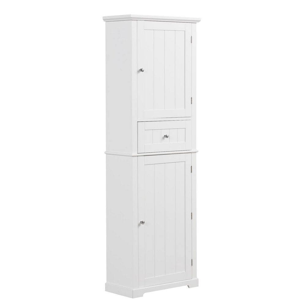 Afhocomp 22 in. W 11 in. D 67.3 in. H MDF Freestanding Linen Cabinet with Adjustable Shelves, Drawers, Predrilled (2)