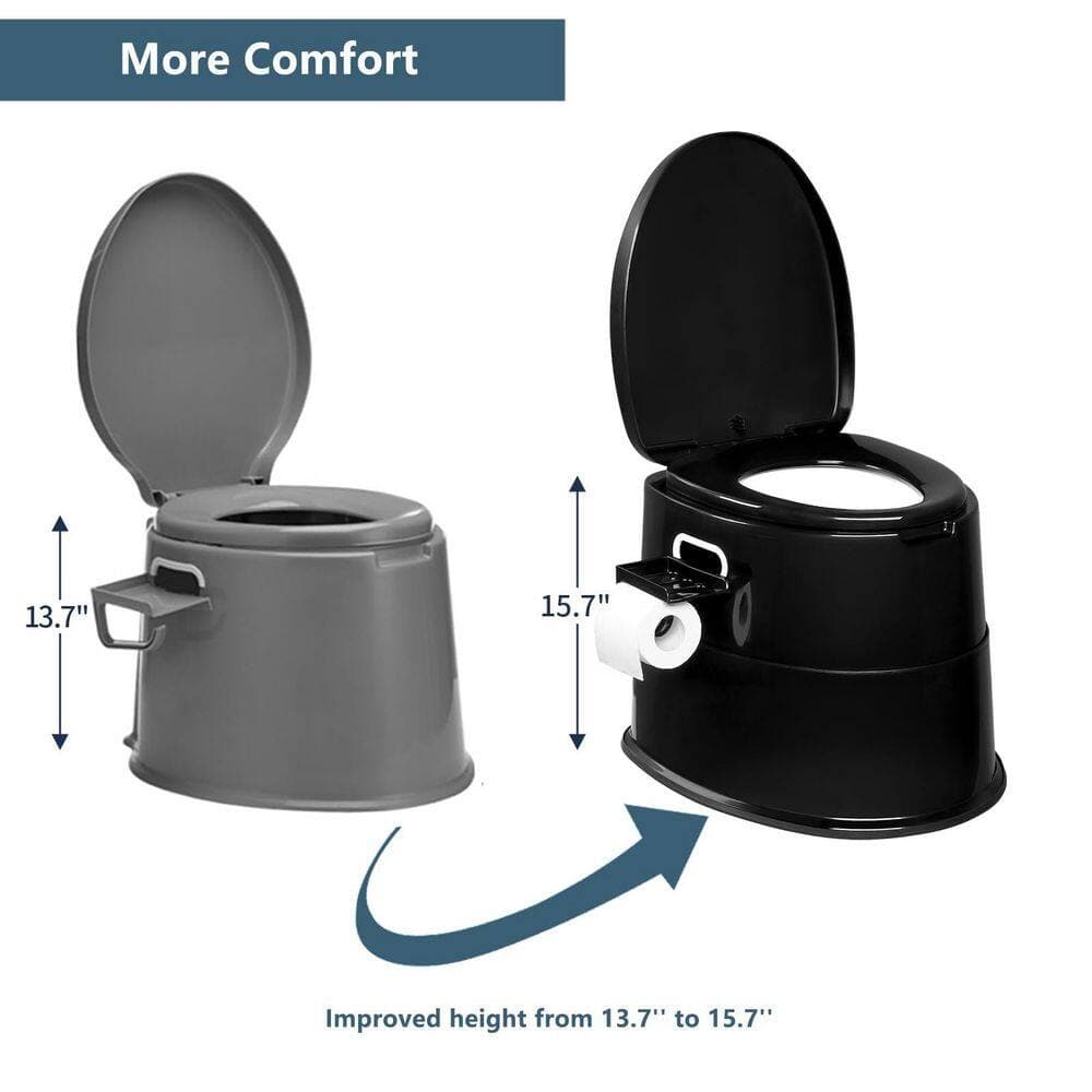 Wudkey Detachable PP Plastic Comfort Height Portable Non-Electric Waterless Toilet, Lightweight and Compact for Camping, Black (2)
