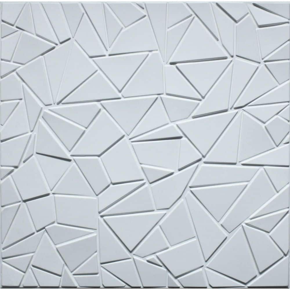 Dundee Deco Falkirk Ross 2/25 in. x 19.7 in. x 19.7 in. White PVC Broken Tile 3D Decorative Wall Panel 5-Pack (1)