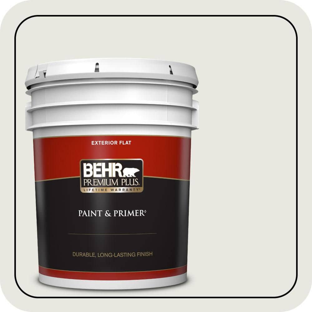 BEHR PREMIUM PLUS 5 gal. #PWN-64 Silver Dust Flat Exterior Paint & Primer