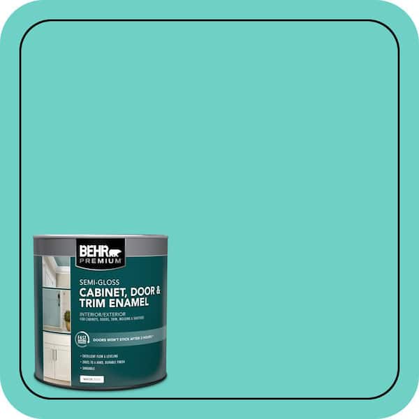 BEHR PREMIUM 1 qt. #AE-38 Water Pool Semi-Gloss Enamel Interior/Exterior Cabinet, Door & Trim Paint (2)