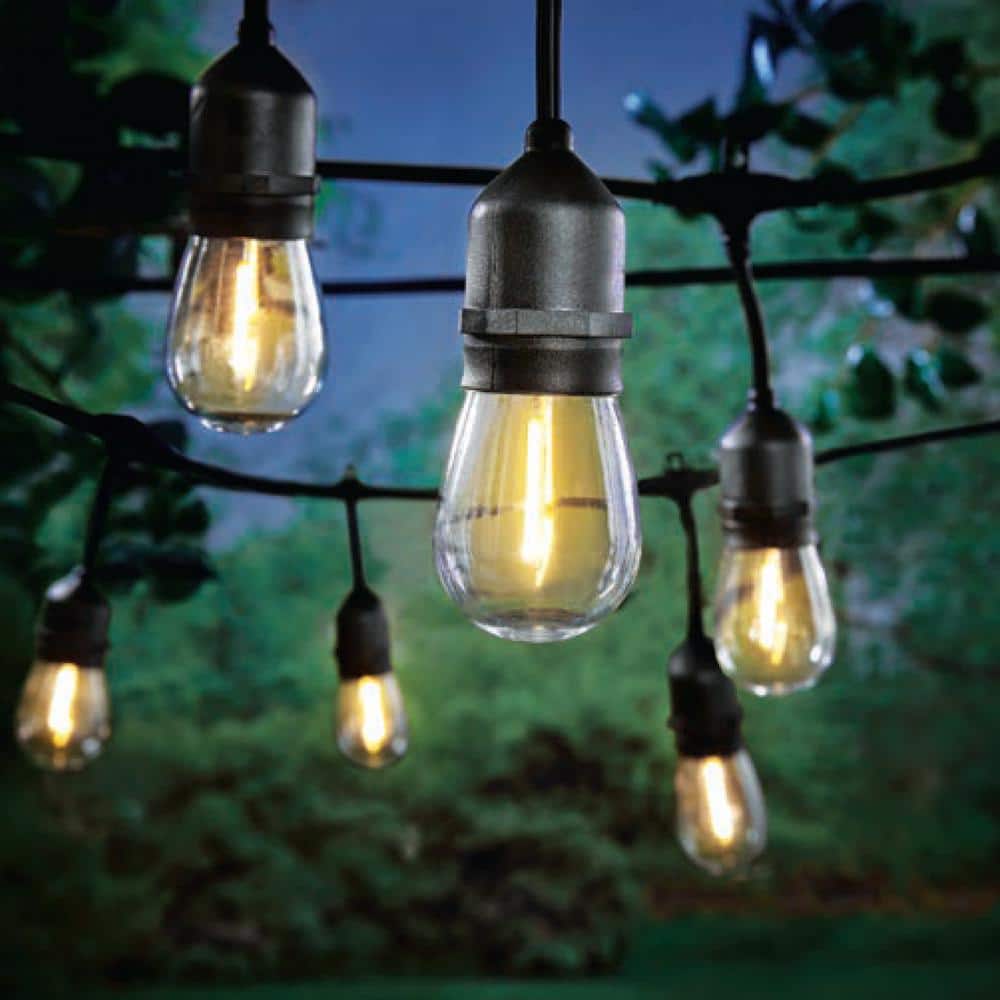 Hampton Bay 24-Light 48 ft. Indoor/Outdoor Plug-In Filament LED S14 Edison Bulb String-Light (4)
