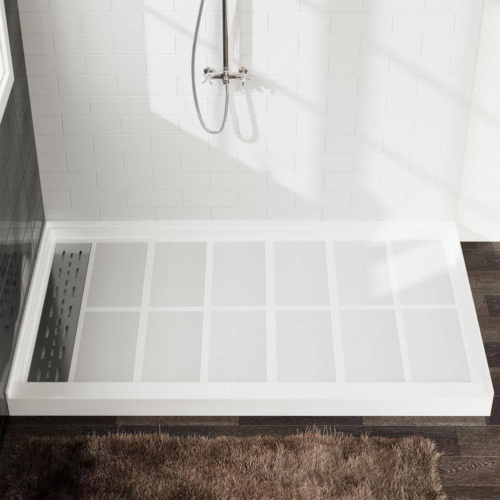 Dimakai 60 in. L 36 in. W Alcove Shower Pan Base with Drain (2)