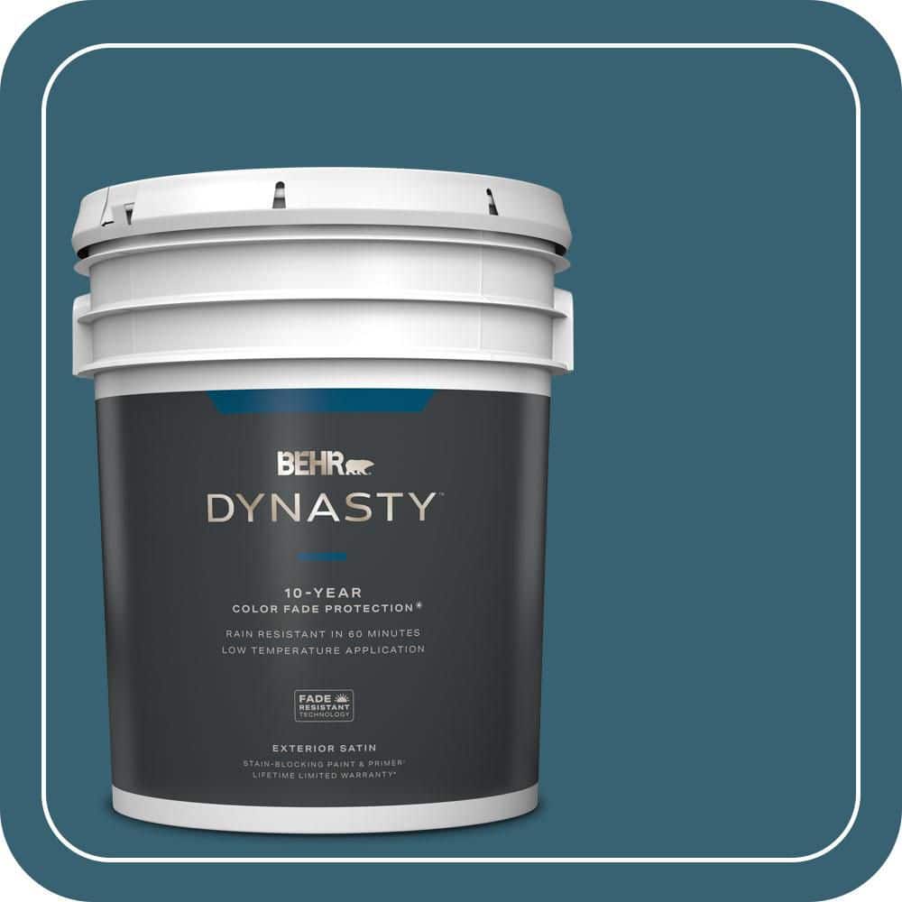 BEHR DYNASTY 5 gal. #PPU13-18 Bermudan Blue Satin Enamel Exterior Stain-Blocking Paint & Primer
