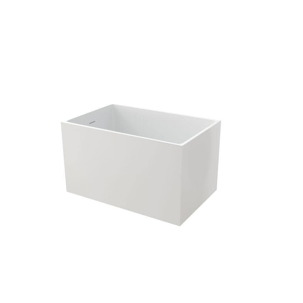LIVACA 43.30 in. x 27.55 in. Modern Acrylic Freestanding Soaking Bathtub with Built-in Seat in Glossy White (2)