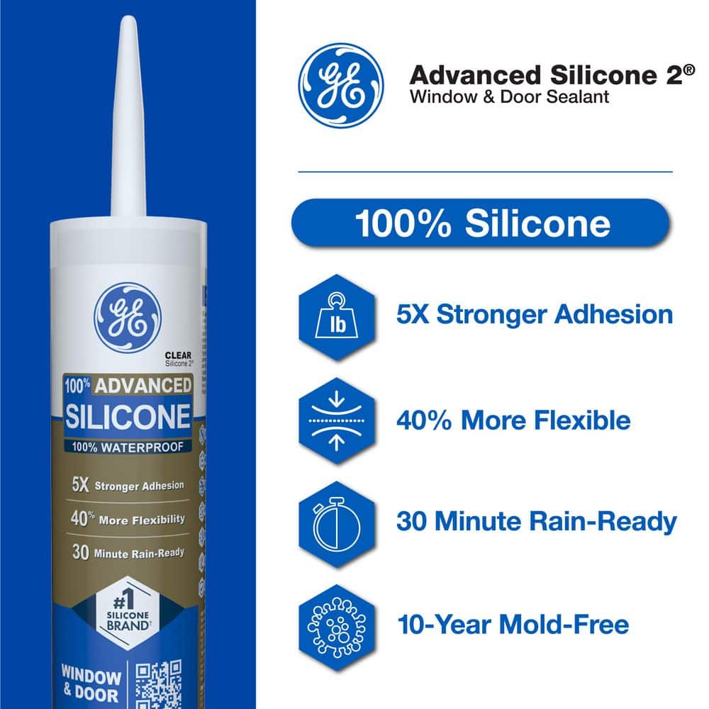 GE Advanced Silicone 2 Caulk Window and Door Sealant (3)
