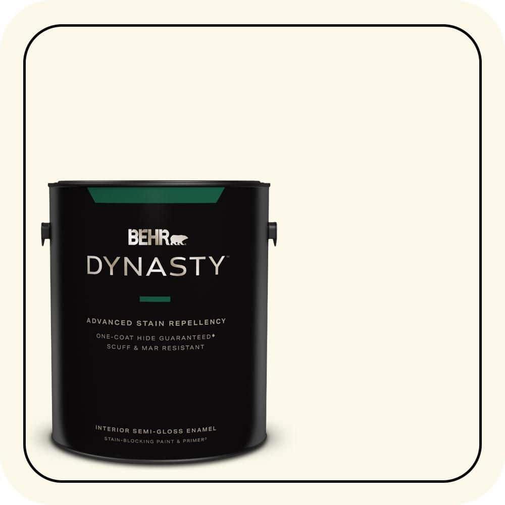 BEHR DYNASTY 1 gal. #BXC-29 Stately White Semi-Gloss Enamel Interior Stain-Blocking Paint & Primer