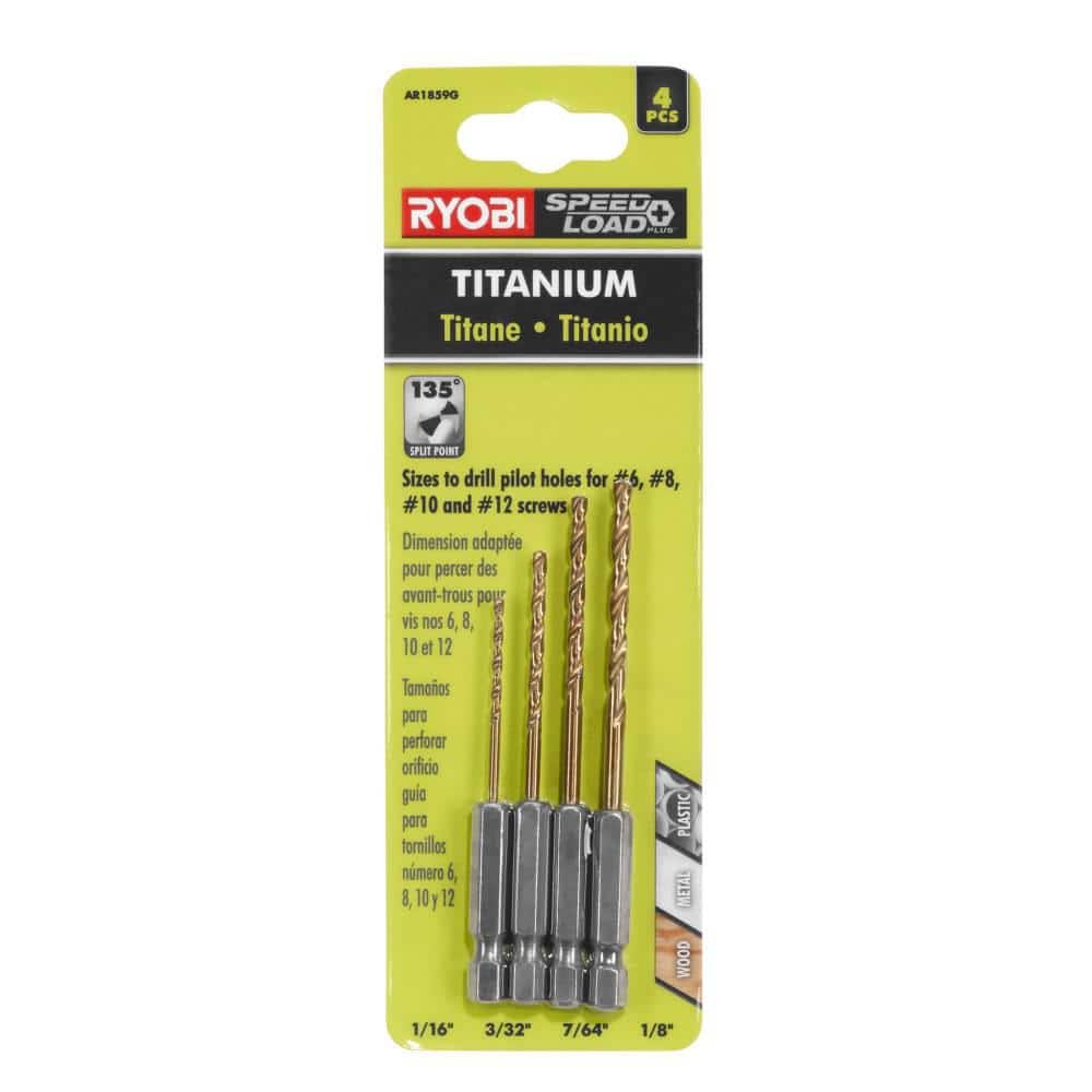 RYOBI 4-Piece Titanium Hex Shank Pilot Drill Bit Set (3)