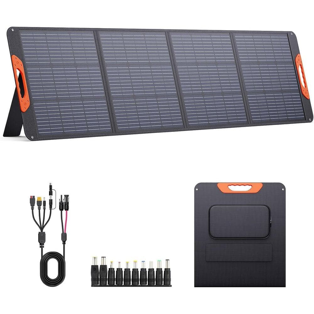 Lukyamzn 200-Watt Foldable Monocrystalline Solar Panel with 23.5% Efficiency IP67 Waterproof 4 Kickstands for Camping Essentials (1)