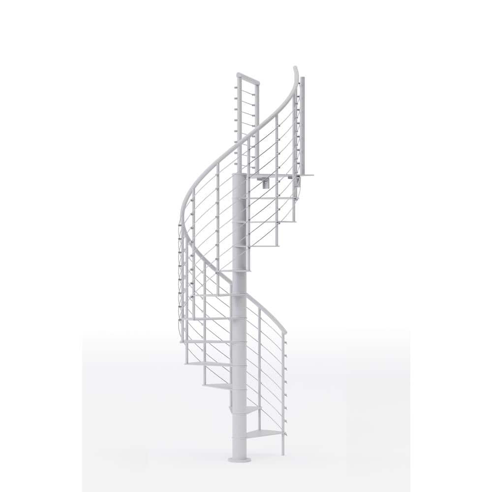 Mylen STAIRS Hayden White Interior 42in Diameter, Fits Height 110.5in - 123.5in, 1 36in Tall Platform Rail Spiral Staircase Kit (1)