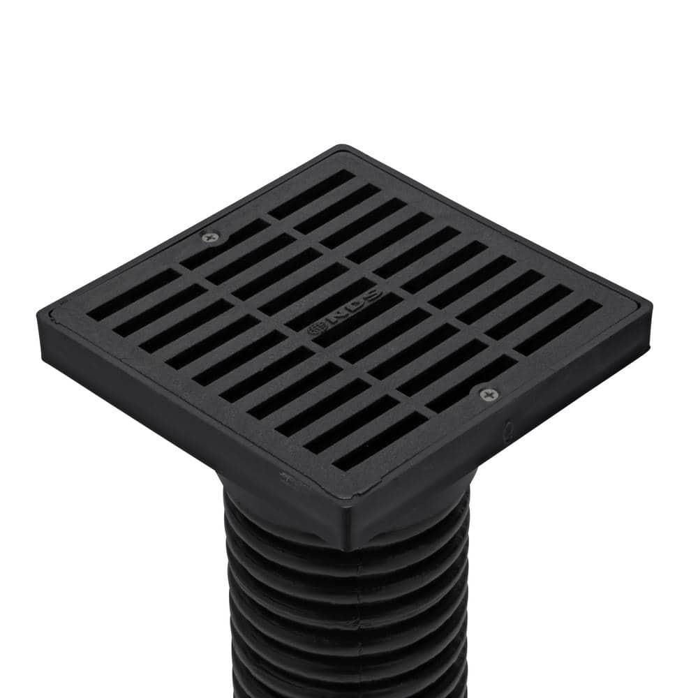 NDS 6 in. Plastic Square Drainage Grate with Adapter in Black (4)