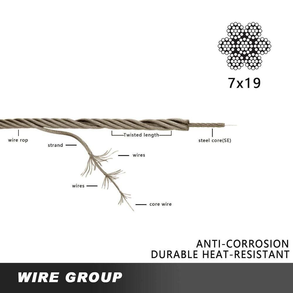KIWDZFU 7.09 in. H x 10.24 in. W Silver 304 Stainless Steel 500 ft. Cable 3/16 in. 7  x 19 Strand, 3700 lbs. Stair Railing Kit (2)
