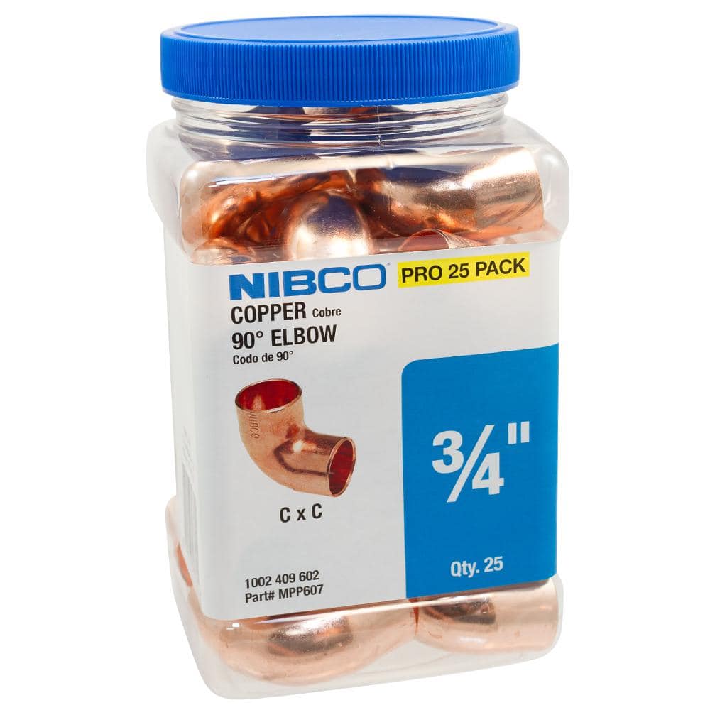 Everbilt 3/4 in. Wrot Copper 90-Degree Cup x Cup Elbow Fitting Pro Pack (25-Pack) (1)