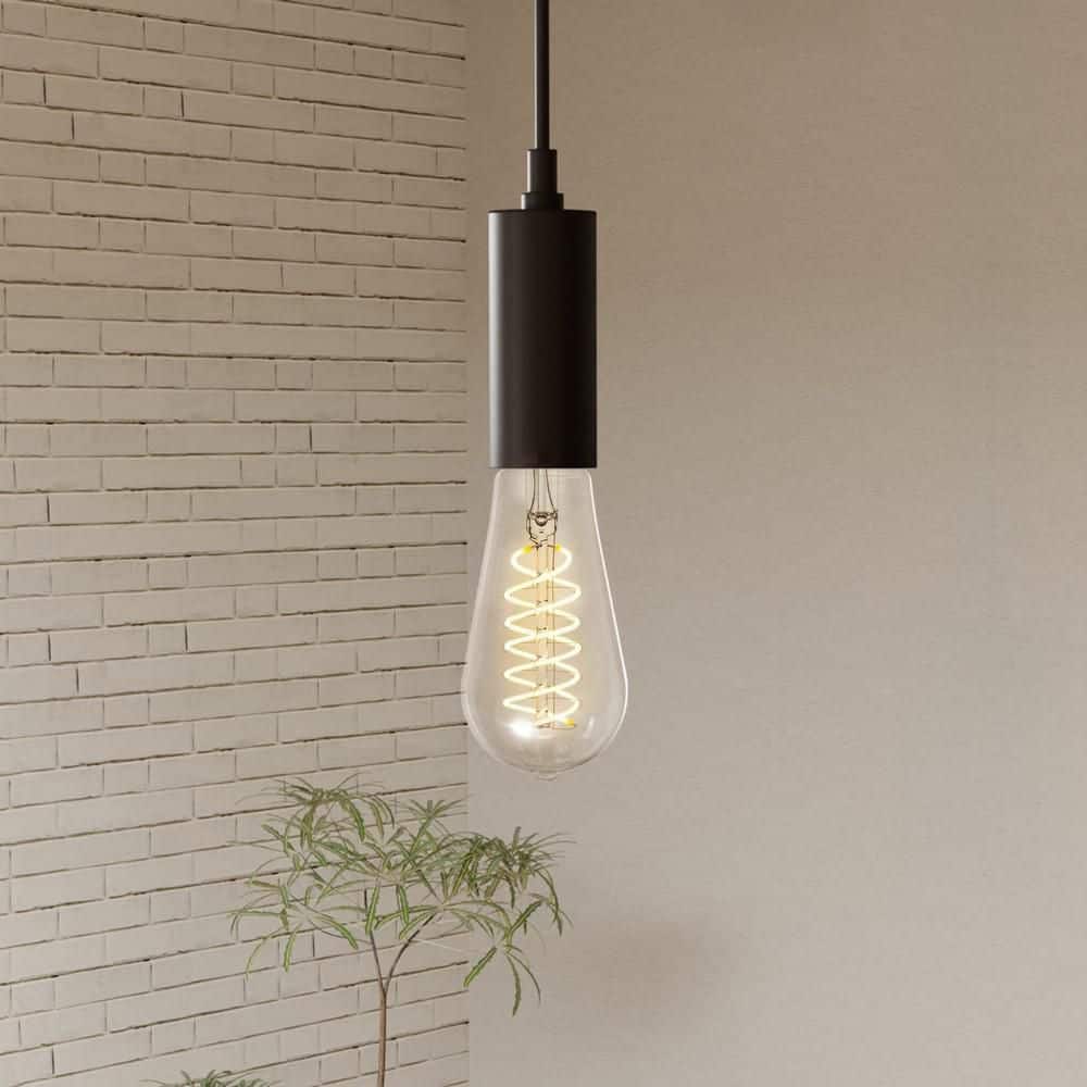 Feit Electric 60-Watt Equivalent ST19 Dimmable Spiral Filament Clear Glass E26 Vintage Edison LED Light Bulb, Bright White (3)