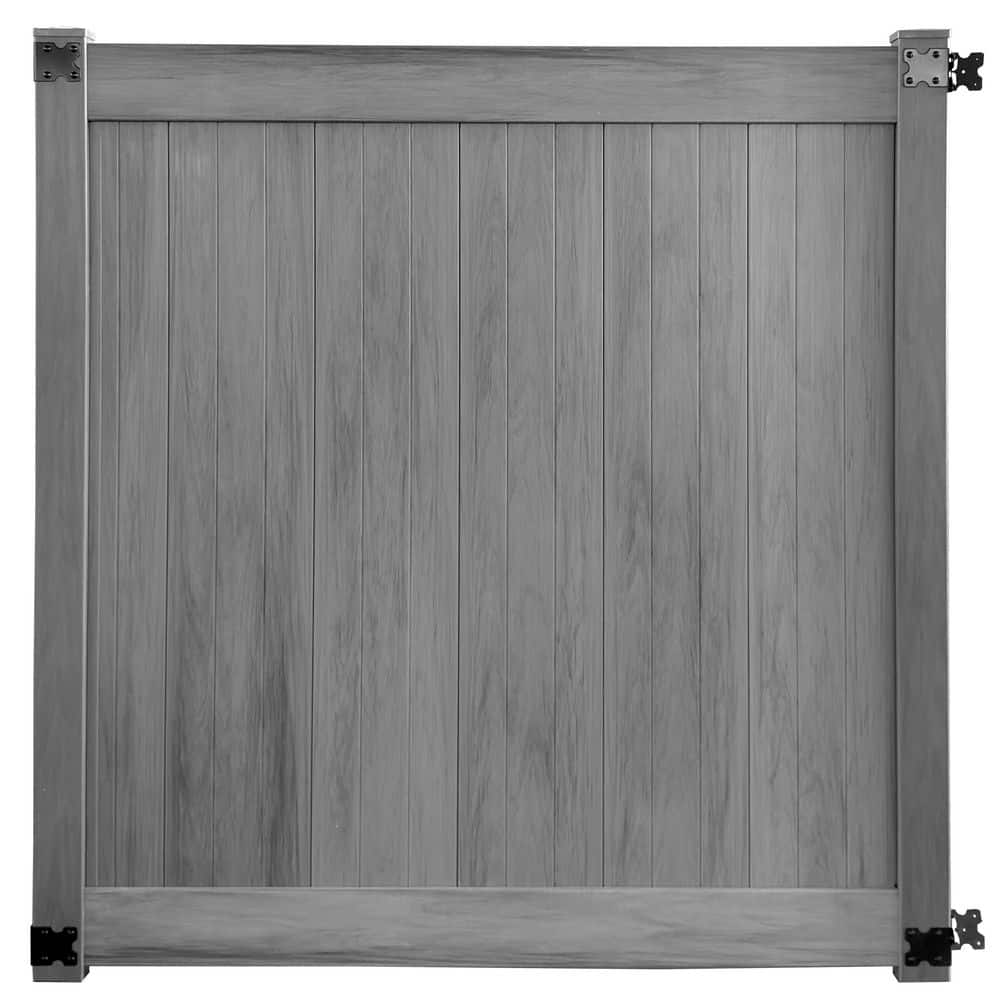 CREATIVE SURFACES 6 ft. W x 6 ft. H Woodgrain Unassembled Vinyl Hazy Gray Fence Gate with Steel Inserts (1)